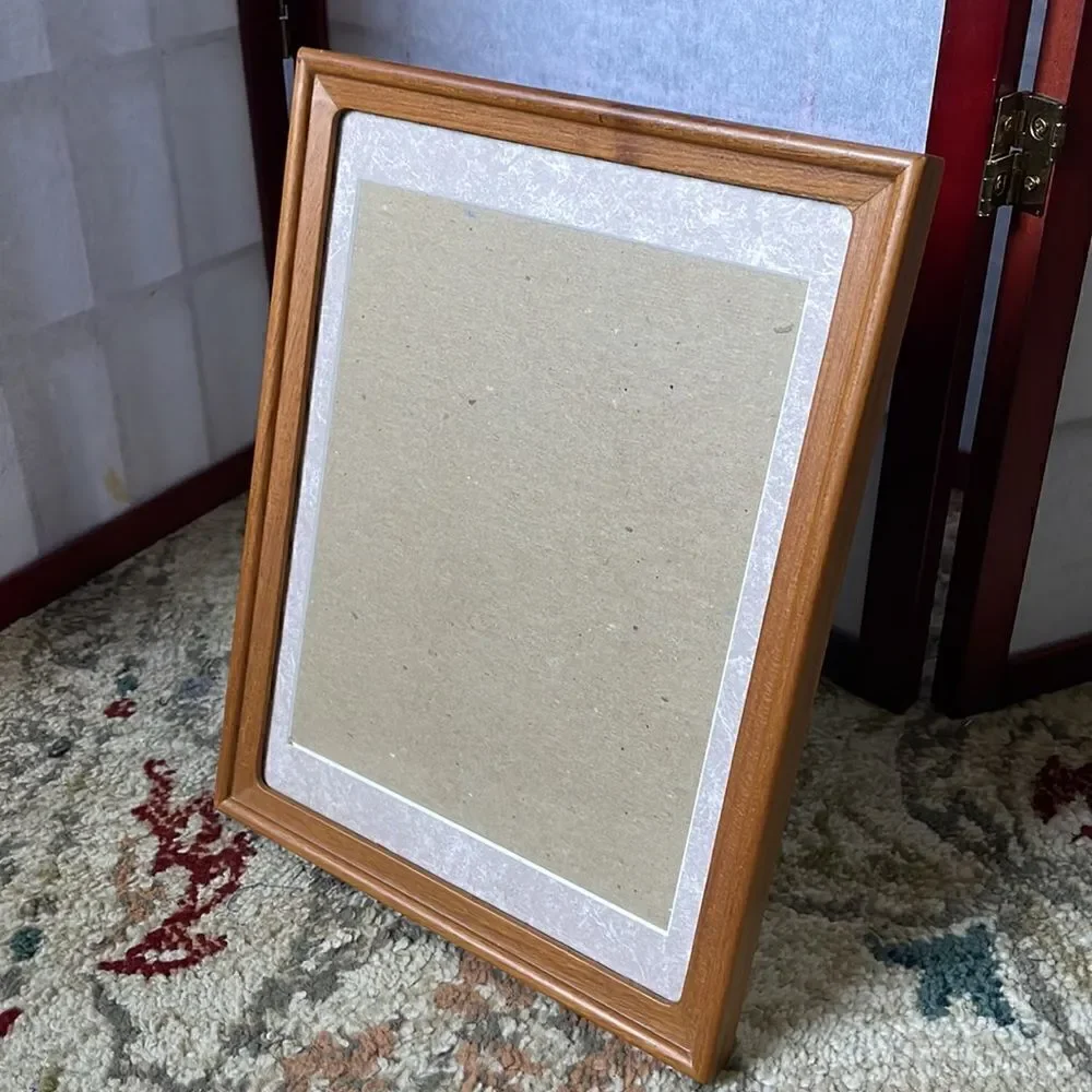 Vintage Picture Frame with Pink & White Matting Hang or Stand Freely
